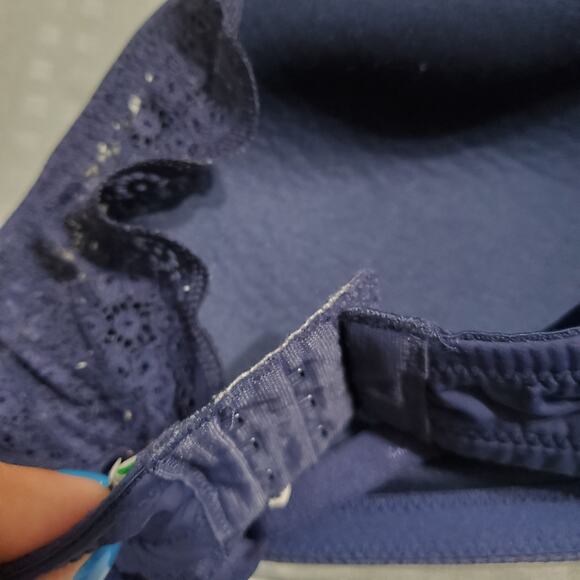 Aerie Real Happy Wireless Bra Racerback Adjustable 3 Prong Closure Dark Blue 36D - Picture 9 of 9